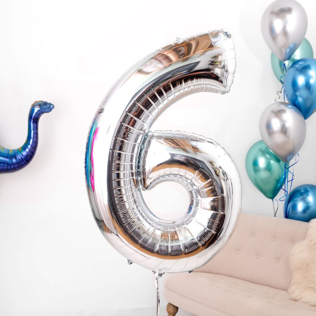 Inflated Silver <br> Giant Birthday Number - Sweet Maries Party Shop