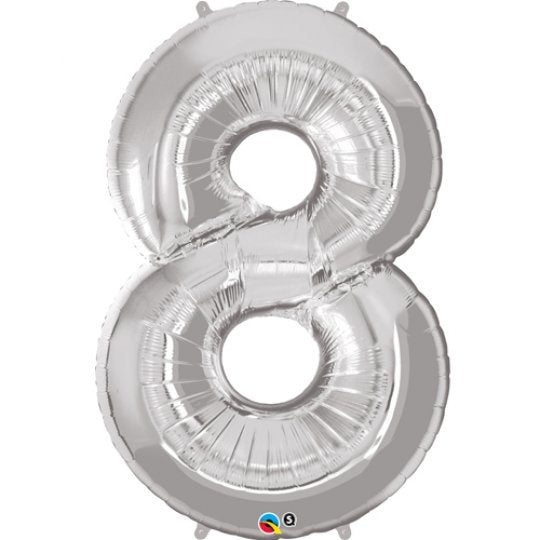 Inflated Silver <br> Giant Birthday Number - Sweet Maries Party Shop