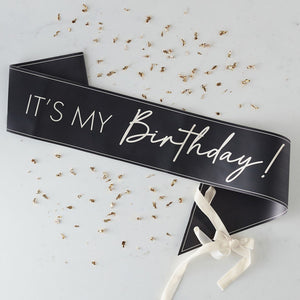 It’s My Birthday Sash <br> Black & Nude - Sweet Maries Party Shop