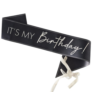 It’s My Birthday Sash <br> Black & Nude - Sweet Maries Party Shop