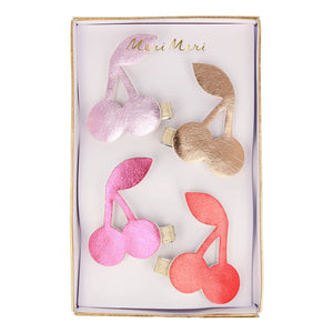 Leatherette Cherry <br> Hair Clips - Sweet Maries Party Shop