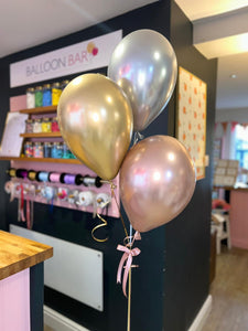 Luxe Chrome <br> Helium 3 Balloon Bunch - Sweet Maries Party Shop