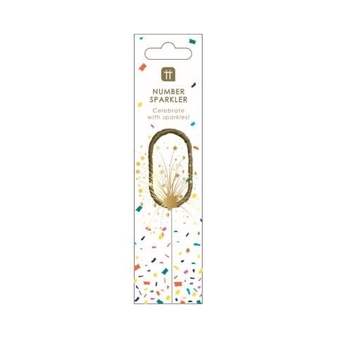 Luxe Gold <br> Number Sparkler 0 - Sweet Maries Party Shop