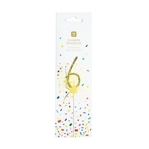 Luxe Gold <br> Number Sparkler 6 - Sweet Maries Party Shop