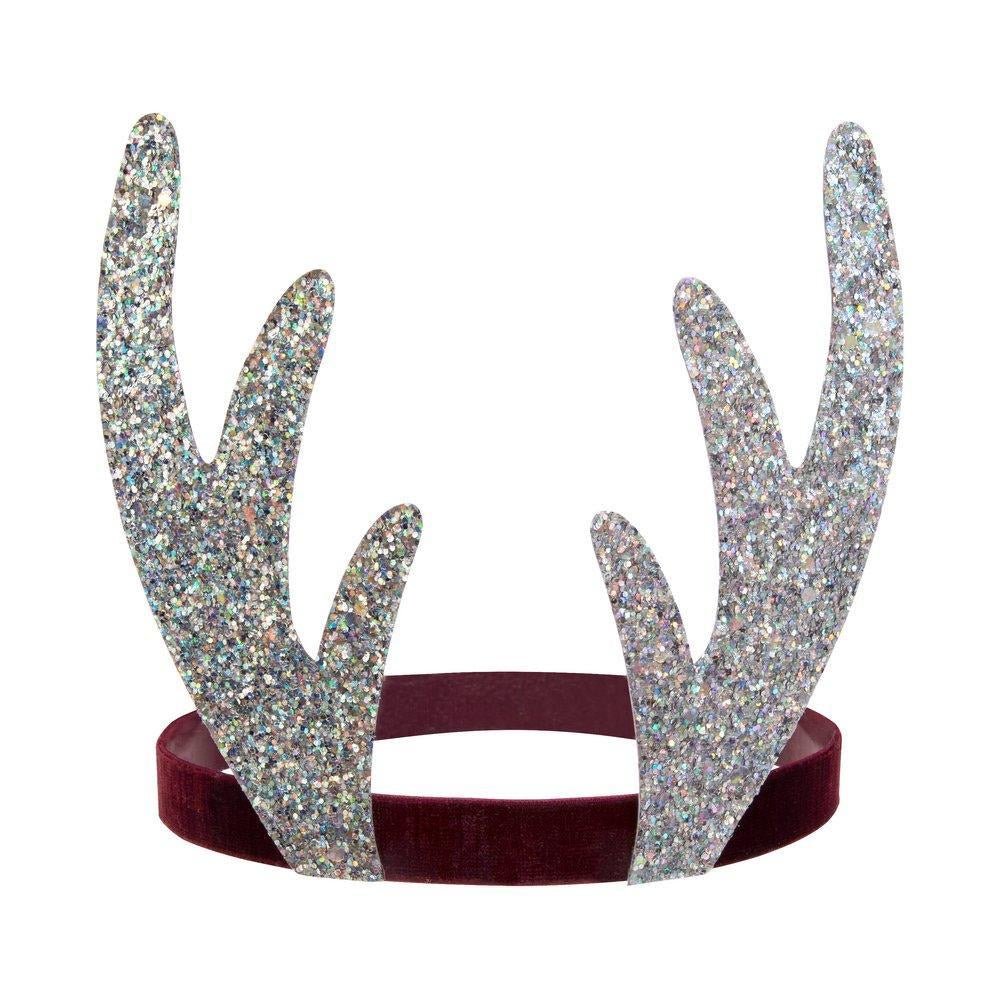 Meri Meri Silver Sparkle <br> Antler Headbands (8) - Sweet Maries Party Shop