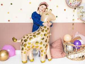 Metallic Gold Giraffe <br> 42”/104 cm Tall <br> Supplied Uninflated - Sweet Maries Party Shop