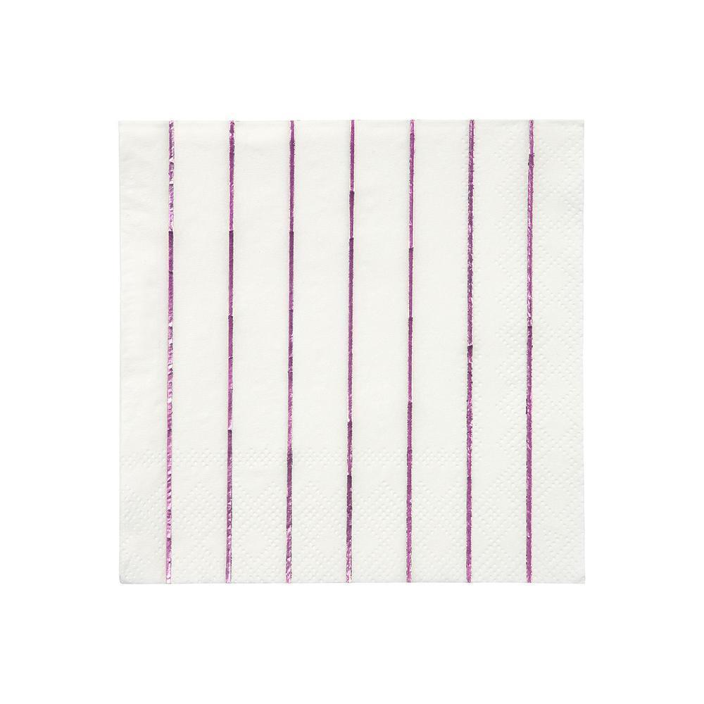 Metallic Pink Striped Napkins - Sweet Maries Party Shop