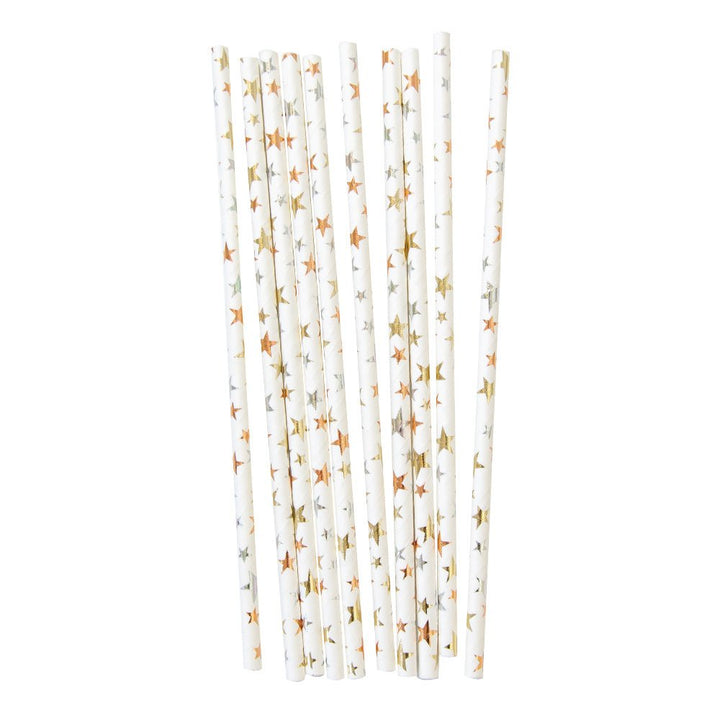 Metallic Stars <br> Paper Straws (30) - Sweet Maries Party Shop