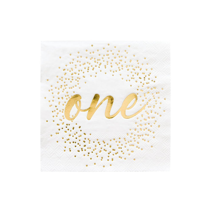 Milestone Gold Onederland <br> Cocktail Napkins (20) - Sweet Maries Party Shop