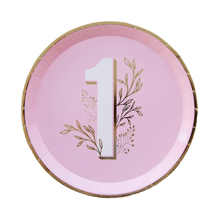 Milestone Pink Onederland <br> Dinner Plates (8) - Sweet Maries Party Shop