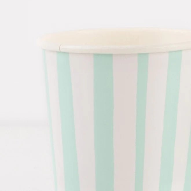 Mint Stripe <br> Party Cups (8) - Sweet Maries Party Shop