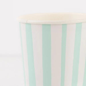 Mint Stripe <br> Party Cups (8) - Sweet Maries Party Shop