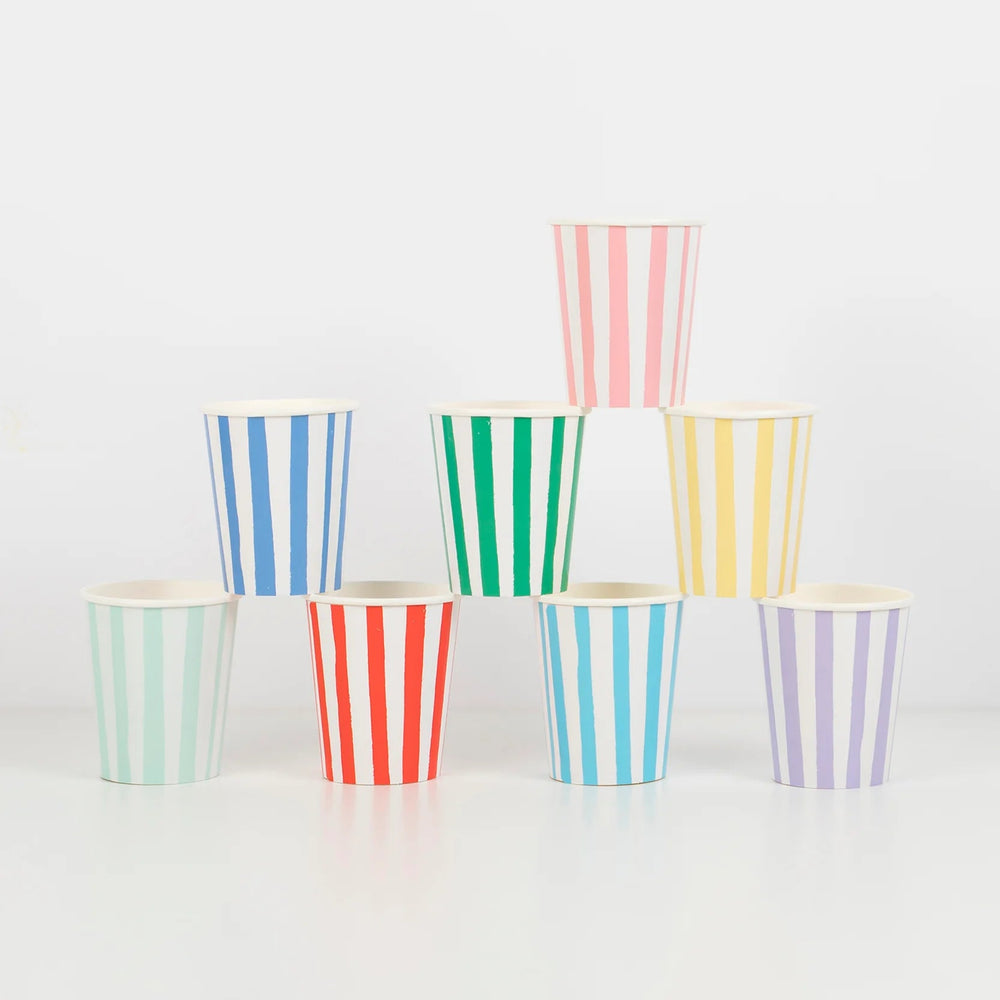 Mixed Stripe Cups (8) - Sweet Maries Party Shop