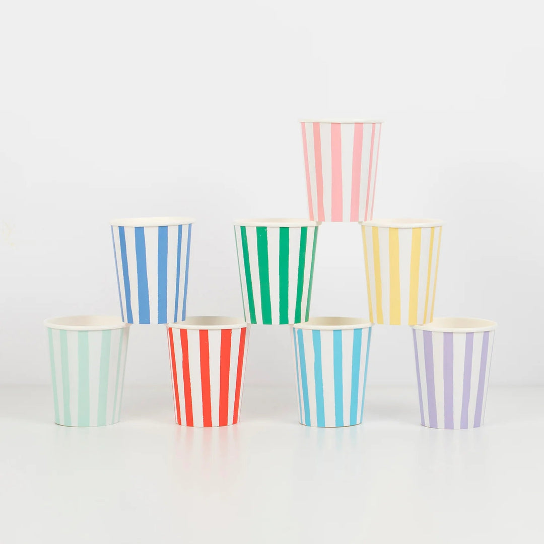 Mixed Stripe Cups (8) - Sweet Maries Party Shop