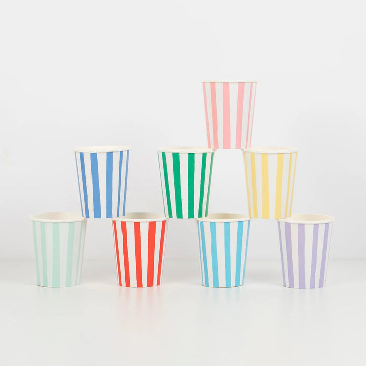 Mixed Stripe Cups (8) - Sweet Maries Party Shop