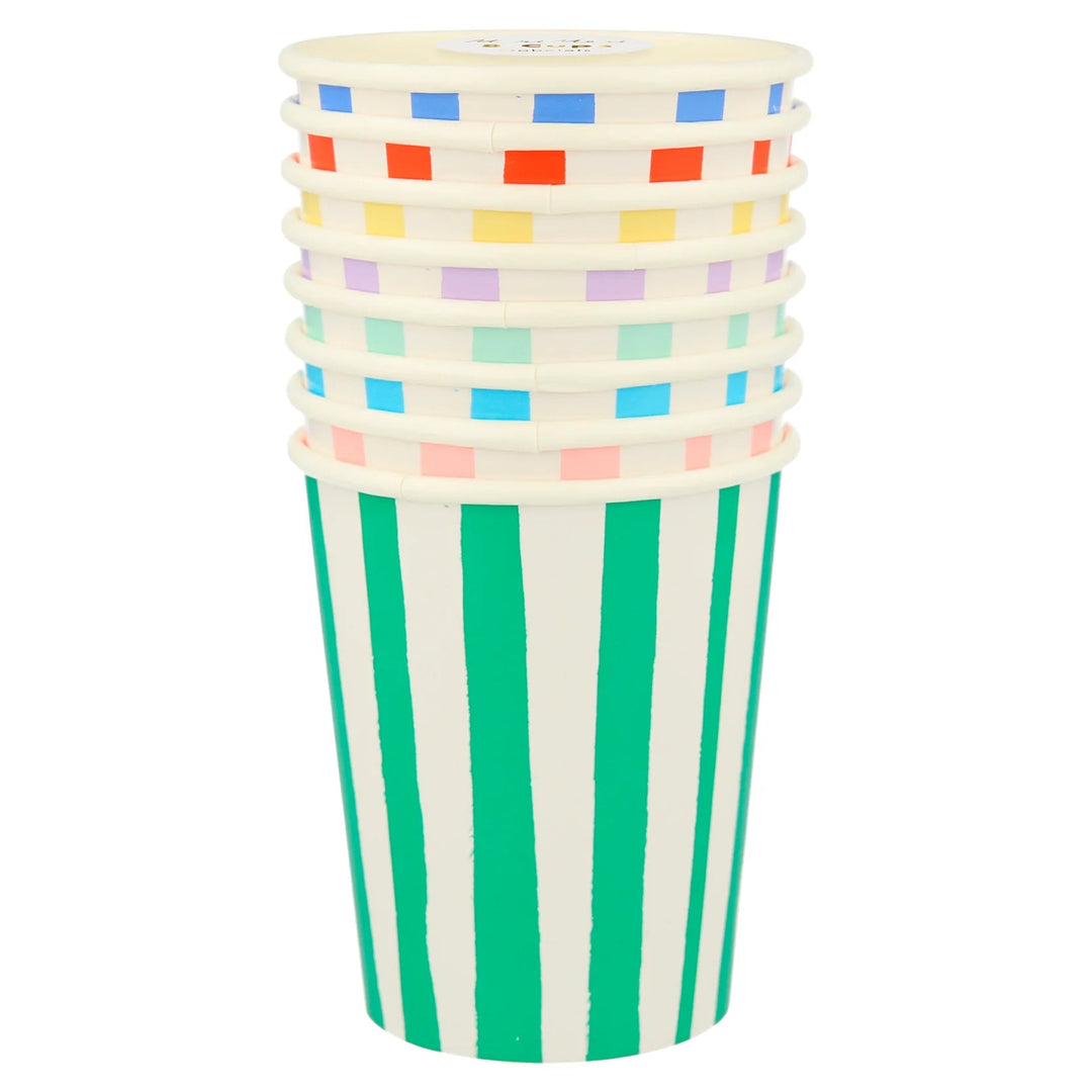 Mixed Stripe Cups (8) - Sweet Maries Party Shop