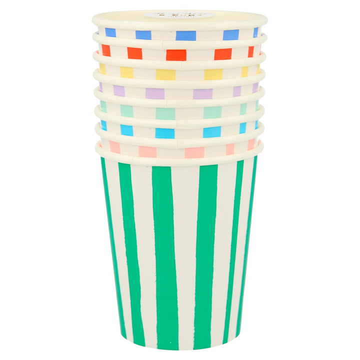 Mixed Stripe Cups (8) - Sweet Maries Party Shop