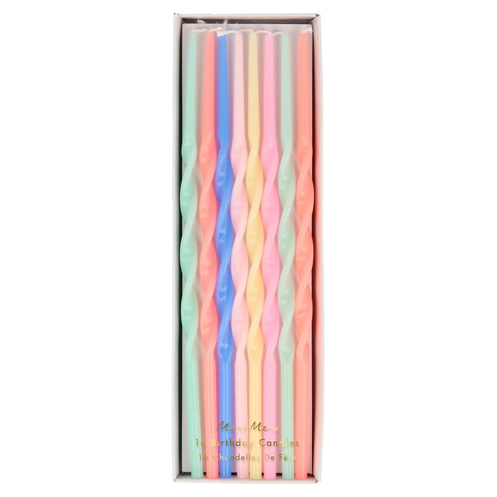 Mixed Twisted <br> Long Candles (16) - Sweet Maries Party Shop