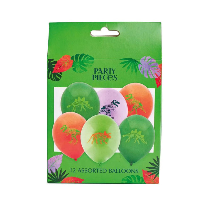 Multi Coloured Dinousaur <br> Box of 12 Balloons - Sweet Maries Party Shop