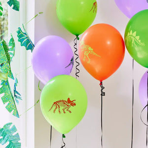Multi Coloured Dinousaur <br> Box of 12 Balloons - Sweet Maries Party Shop