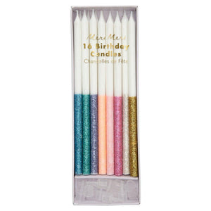 Multicolour <br> Glitter Dipped Candles - Sweet Maries Party Shop