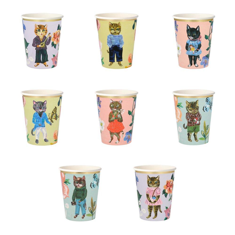 Nathalie Lete Flora <br> Cat Party Cups (8) - Sweet Maries Party Shop