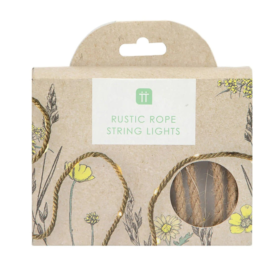 Natural Hemp Rope <br> LED String Lights (3m) - Sweet Maries Party Shop