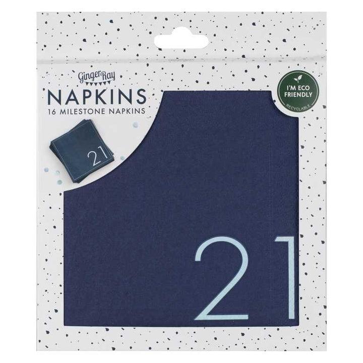 Navy 21st Birthday Milestone <br> Paper Napkins (16) - Sweet Maries Party Shop