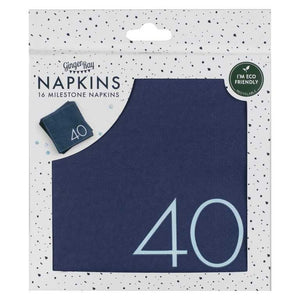 Navy 40th Birthday Milestone <br> Paper Napkins (16) - Sweet Maries Party Shop
