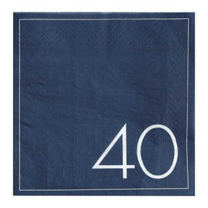 Navy 40th Birthday Milestone <br> Paper Napkins (16) - Sweet Maries Party Shop