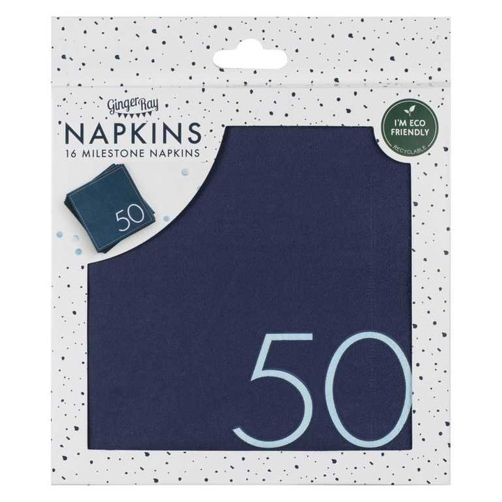 Navy 50th Birthday Milestone <br> Paper Napkins (16) - Sweet Maries Party Shop