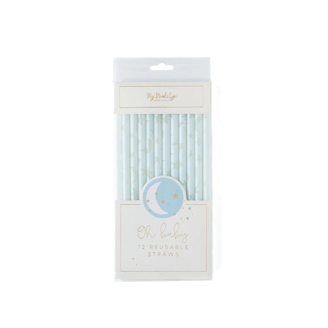 Oh Baby Blue <br> Reusable Straws (12) - Sweet Maries Party Shop