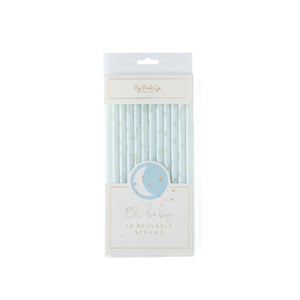 Oh Baby Blue <br> Reusable Straws (12) - Sweet Maries Party Shop