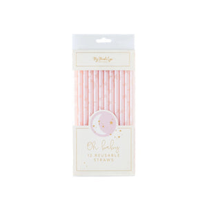 Oh Baby Pink <br> Reusable Straws (12) - Sweet Maries Party Shop