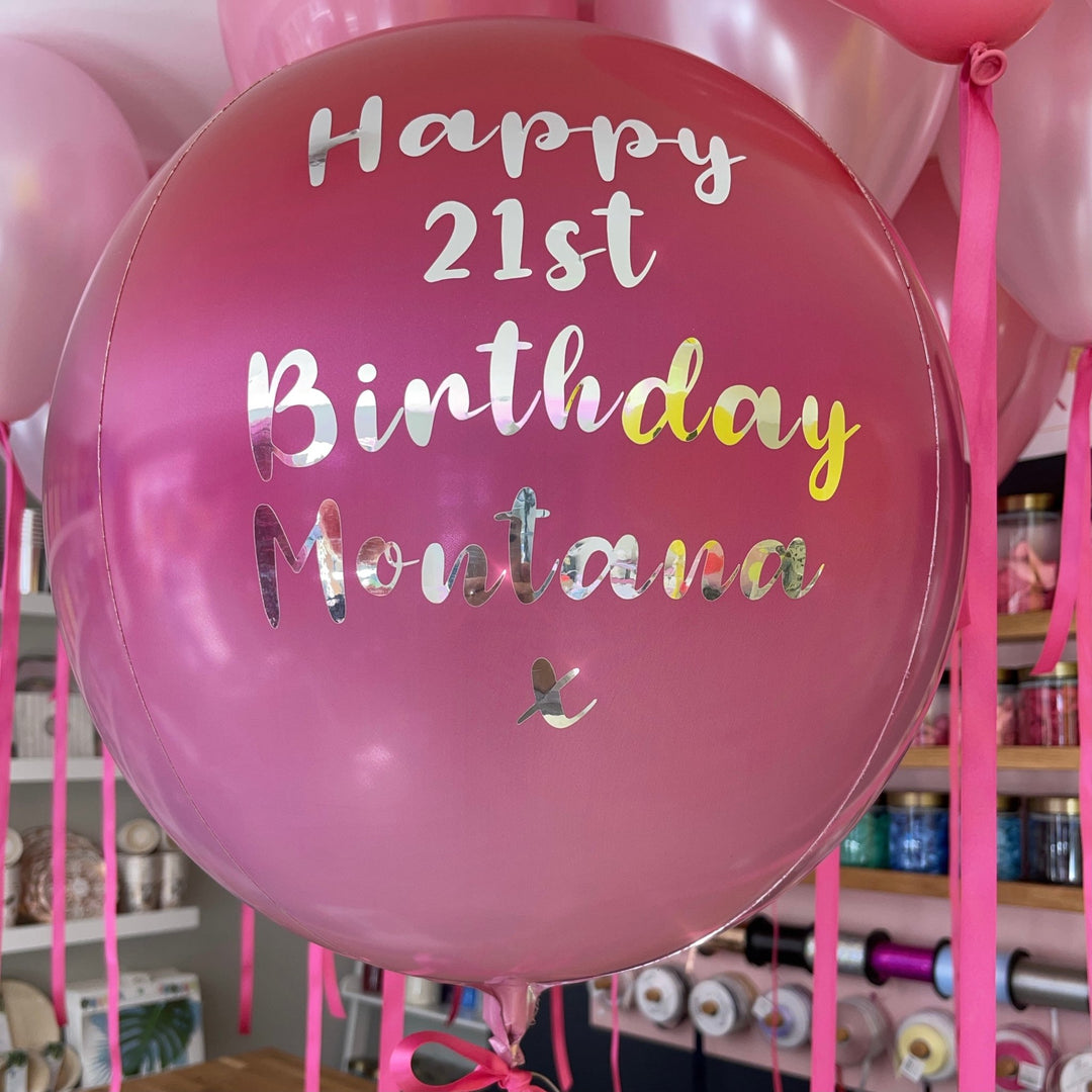 Ombré Red & Pink <br> Personalised Orbz Balloon - Sweet Maries Party Shop