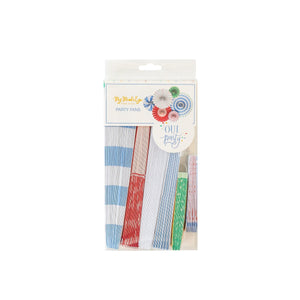 Oui Party <br> Bright Striped Fan Set (6pc) - Sweet Maries Party Shop