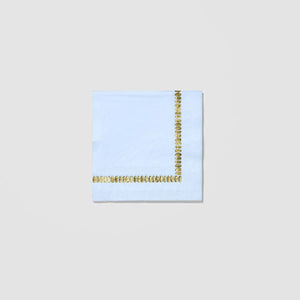 Pale Blue with Gold <br> Cocktail Napkins (25) - Sweet Maries Party Shop