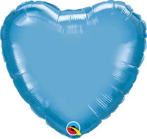 Personalised Chrome Blue <br> Heart Balloon - Sweet Maries Party Shop