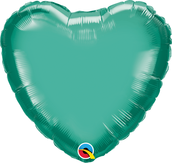 Personalised Chrome Green <br> Heart Balloon - Sweet Maries Party Shop