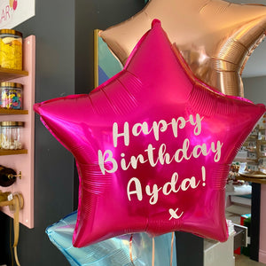 Personalised Magenta <br> Star Balloon - Sweet Maries Party Shop