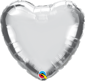 Personalised Metallic Silver <br> Heart Balloon - Sweet Maries Party Shop