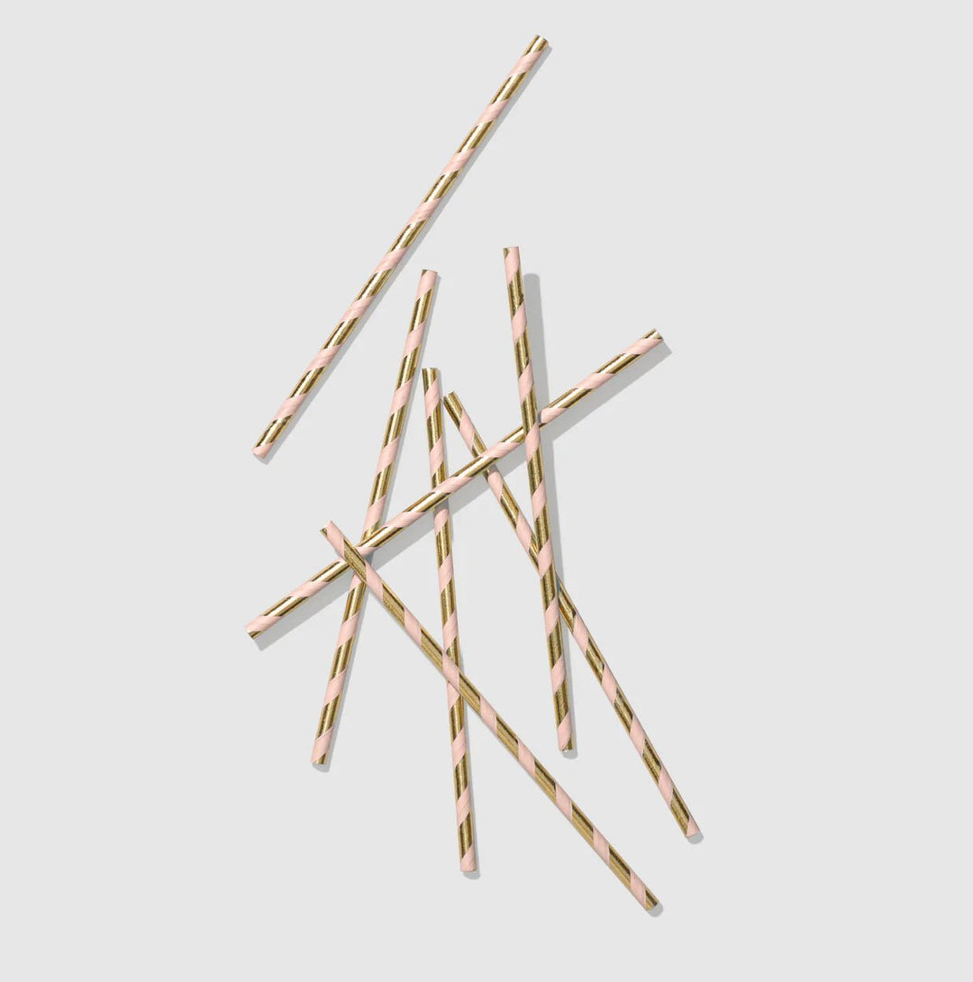 Pink and Gold <br> Paper Straws (25pc) - Sweet Maries Party Shop