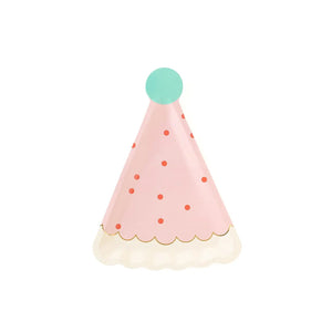 Pink Birthday Hat Shaped <br> Party Plates (8pc) - Sweet Maries Party Shop