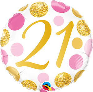 Pink & Gold Dots <br> 21st Birthday - Sweet Maries Party Shop