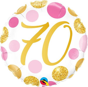 Pink & Gold Dots <br> 70th Birthday - Sweet Maries Party Shop