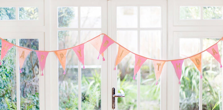 Pink Happy Birthday <br> Fabric Flag Bunting - Sweet Maries Party Shop