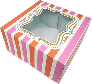 Pink & Red Striped <br> Large Bakery Boxes (2) <br> By Meri Meri - Sweet Maries Party Shop