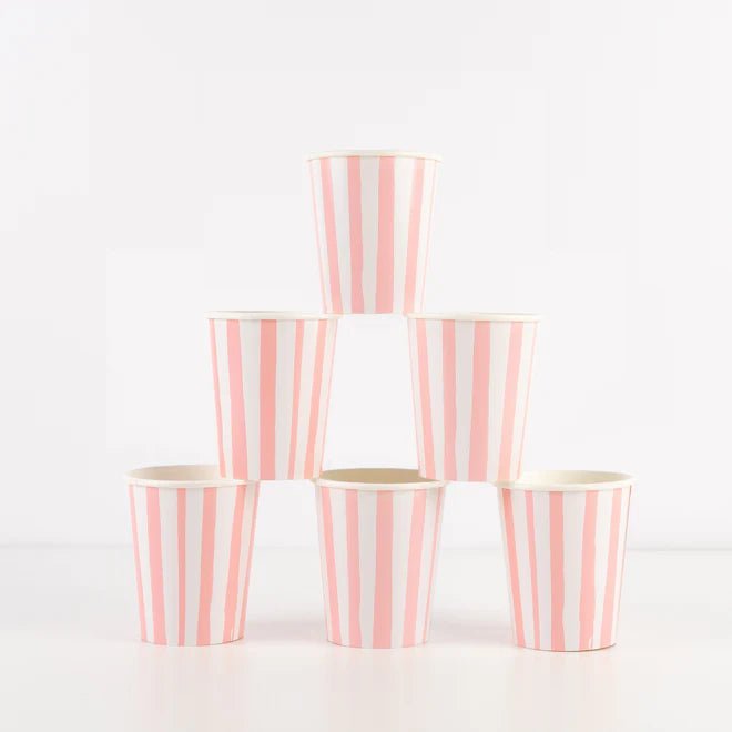 Pink Stripe <br> Party Cups (8) - Sweet Maries Party Shop