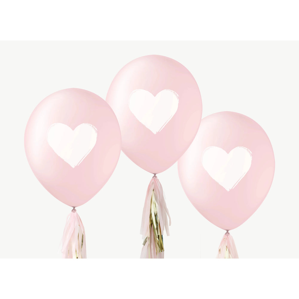 Pink White Heart Balloons <br> Box of 12 - Sweet Maries Party Shop