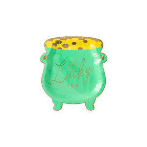 Pot Of Gold <br> Shaped Plates (8) - Sweet Maries Party Shop